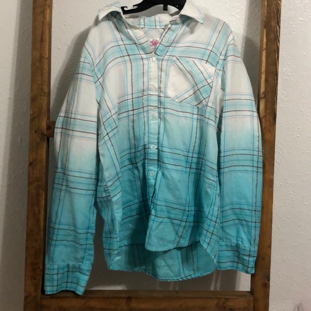 Justice kids button down flannel